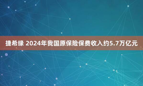 捷希缘 2024年我国原保险保费收入约5.7万亿元