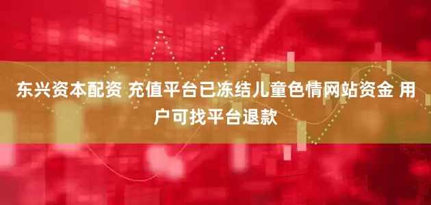 东兴资本配资 充值平台已冻结儿童色情网站资金 用户可找平台退款